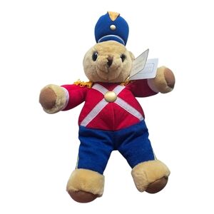 Vintage 17" Soldier Bear Plush Toy  - Red and Blue